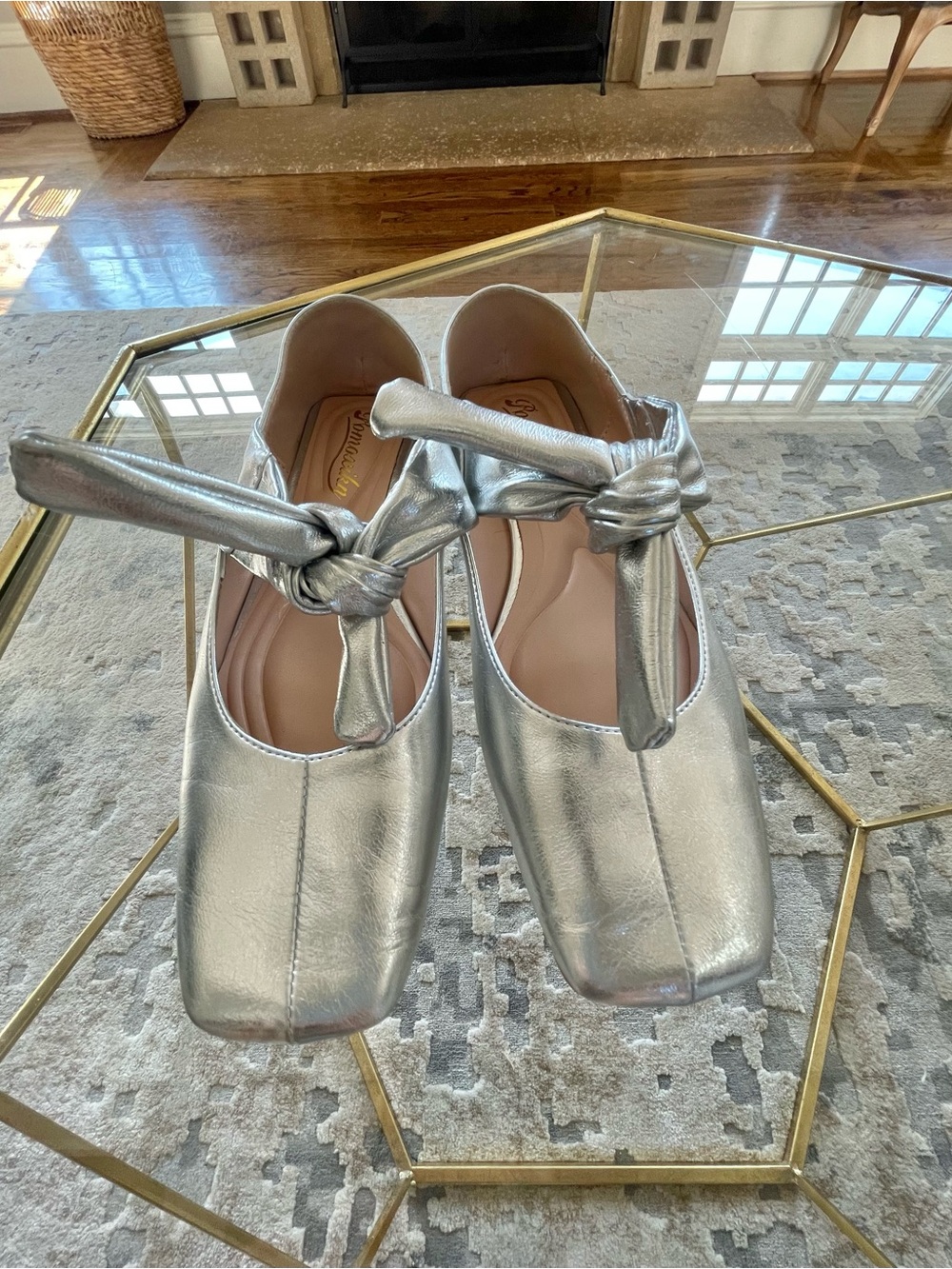 Silver Ballet Flats